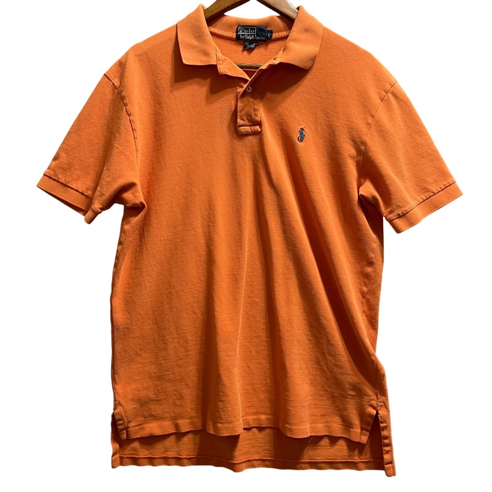 Polo Ralph Lauren Polo Shirt Mens L Orange Short Sleeve Pique Pony‎ Logo Classic